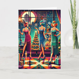 Tarjeta Navidades Art Deco Flappers