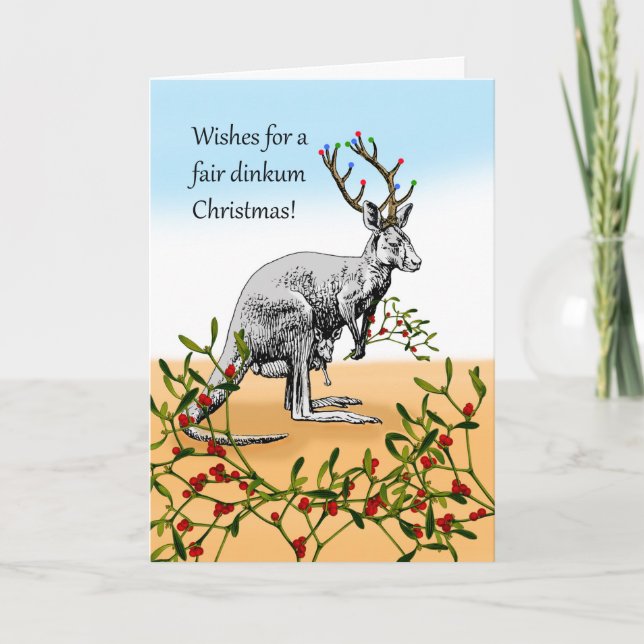 Tarjeta Navidades australianos de la Feria Dinkum, Kangade (Anverso)