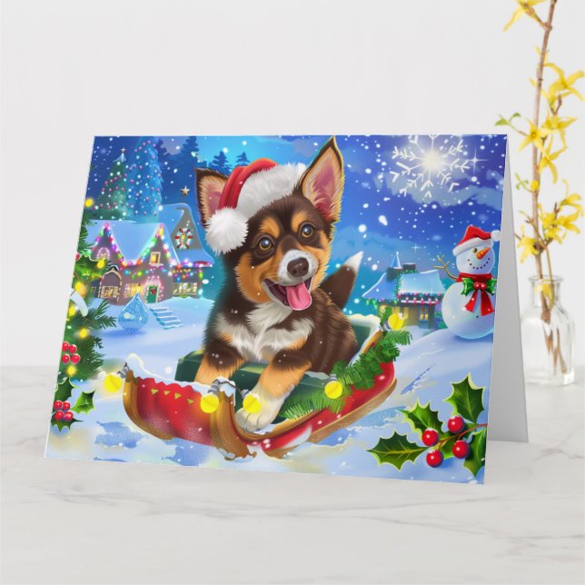 Tarjeta Navidades australianos de la nieve en Kelpie (flor amarilla)