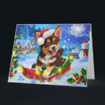 Tarjeta Navidades australianos de la nieve en Kelpie<br><div class="desc">Perro en Sleigh cabalgando por la nieve,  Navidades regalan idea para los amantes del perro.</div>