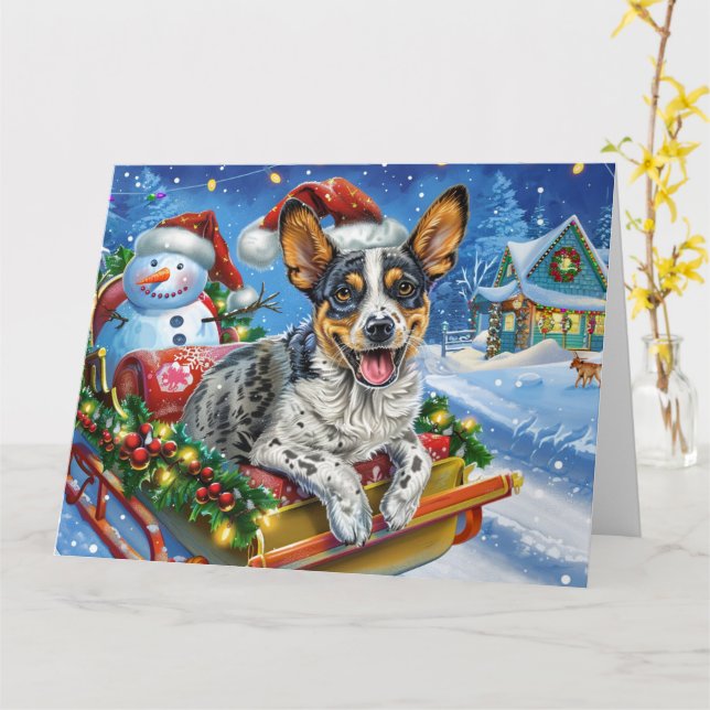 Tarjeta Navidades australianos de la nieve en Sleigh (flor amarilla)