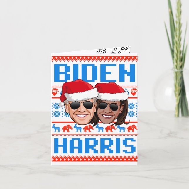 Tarjeta Navidades azul Biden Harris (Anverso)