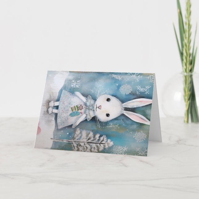 Tarjeta Navidades Baby Animals Bunny Holiday Greeting Card (Anverso)
