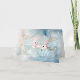Tarjeta Navidades Baby Animals Deer Holiday Greeting