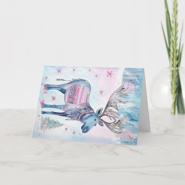 Tarjeta Navidades Baby Animals Elk Holiday Greeting (Anverso)