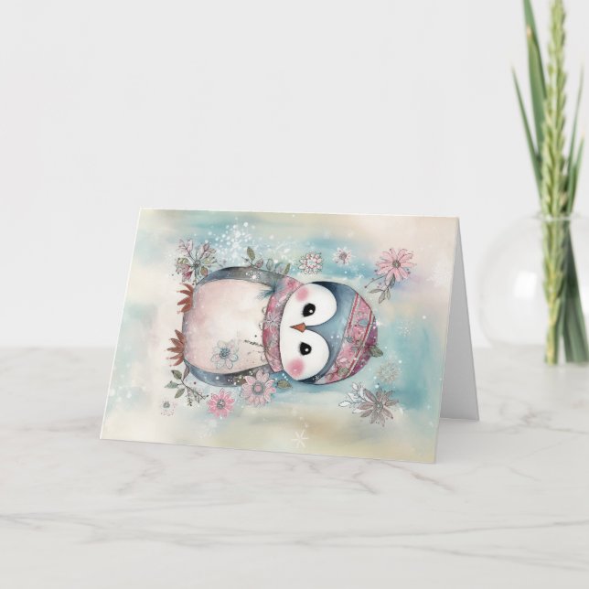 Tarjeta Navidades Baby Animals Penguin Holiday Greeting (Anverso)