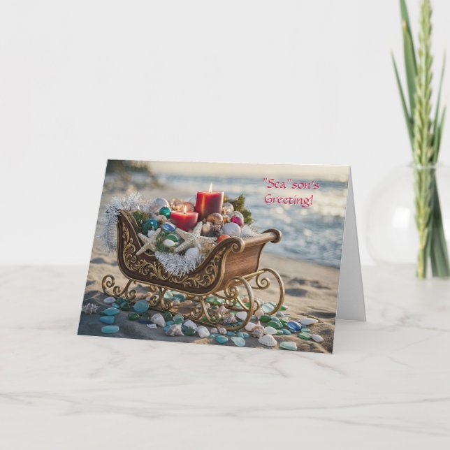 Tarjeta Navidades Beach Seasons Saludos Starfish (Anverso)