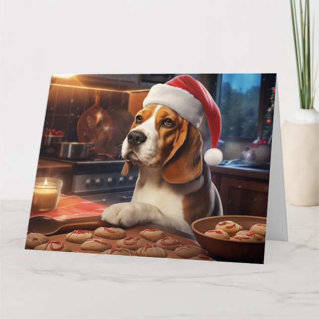 Tarjeta Navidades Beagle Cookies festividades (Anverso)