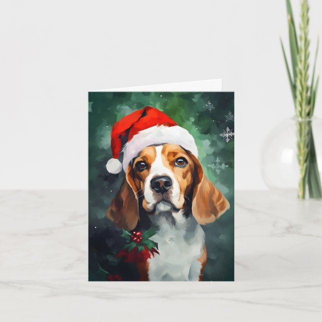 Tarjeta Navidades Beagle pinchan arte (Anverso)
