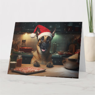 Tarjeta Navidades belgas de Malinois en vacaciones festiva
