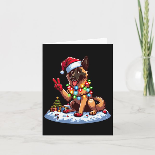 Tarjeta Navidades belgas malinois de la mano de la paz ilu (Anverso)