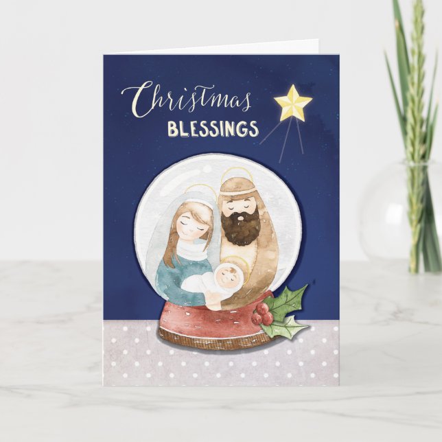 Tarjeta Navidades bendicen a la Santa Familia del Globe co (Anverso)