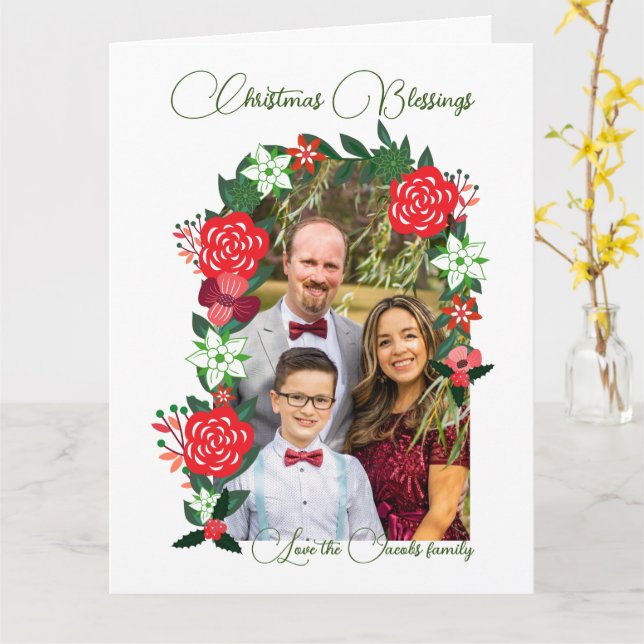 Tarjeta Navidades bendiciendo la floral (flor amarilla)