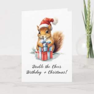 Tarjeta Navidades Birthday Cute Watercolor Squirrel