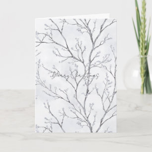 Tarjeta Navidades blancos plateados árboles de invierno