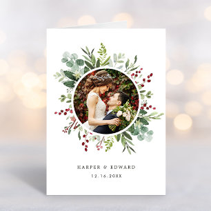 Tarjeta Navidades botánicos Boda Foto Gracias Follado