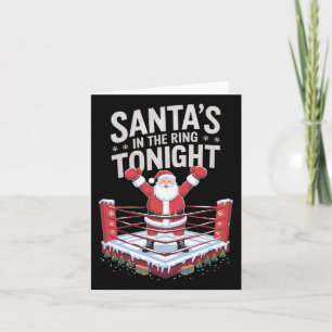 Tarjeta Navidades boxeando a Santa en el ring esta noche