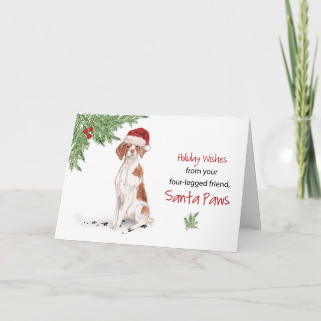 Tarjeta Navidades británicos de perro en el gracioso Santa (Anverso)