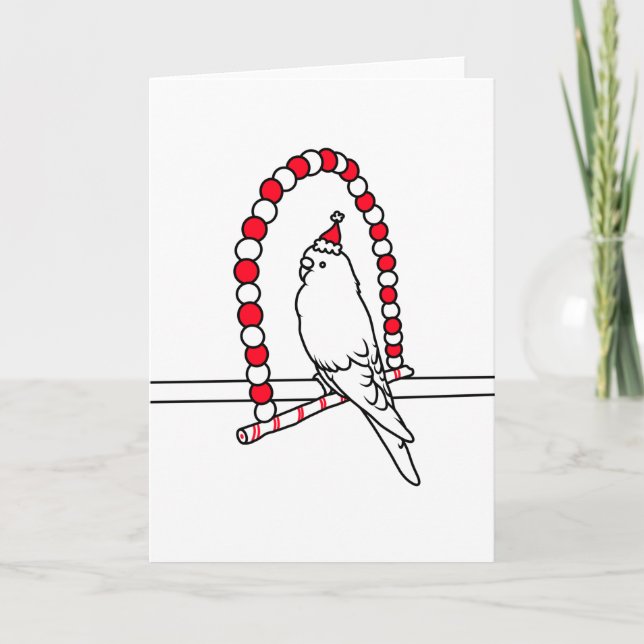 Tarjeta Navidades Budgie Arte de Línea Moderna y Minimalis (Anverso)