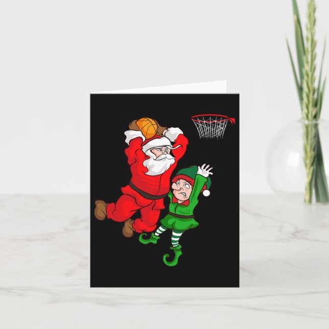 Tarjeta Navidades Bysketbyll Santa Claus Slam Dunk Elf Fun (Anverso)