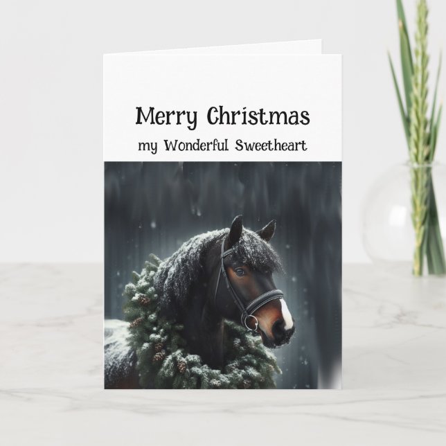 Tarjeta Navidades Caballo Negro Maravilloso querido (Anverso)
