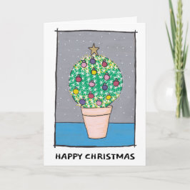 Tarjeta Navidades cactus bauble, borde blanco, tus palabra