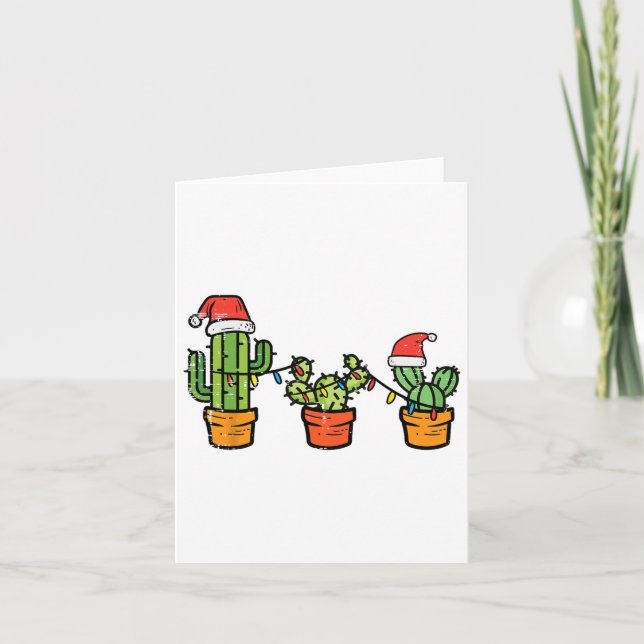 Tarjeta Navidades Cactus Cute Suculentas Xmas De Plantas H (Anverso)