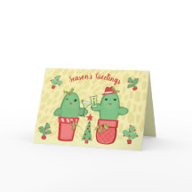Navidades Cactus Pareja Personalizado Saludo