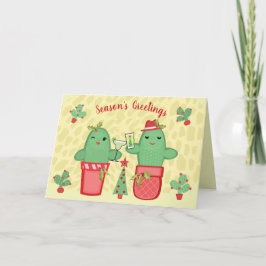 Tarjeta Navidades Cactus Pareja Personalizado Saludo