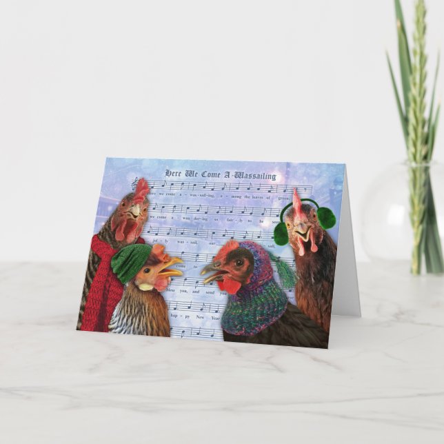 Tarjeta Navidades cantantes de pollo (Anverso)