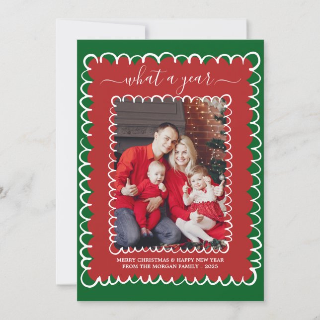 Tarjeta Navidades caprichosos de Collage de fotos de qué a (Anverso)