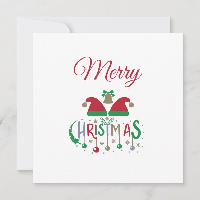 Tarjeta Navidades Card Santa Hats Ornamakes Snowflakes (Anverso)