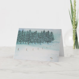 Tarjeta Navidades Card Winter Field y Evergreens