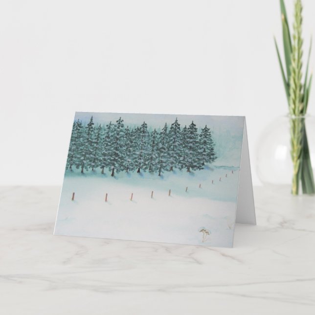 Tarjeta Navidades Card Winter Field y Evergreens (Anverso)
