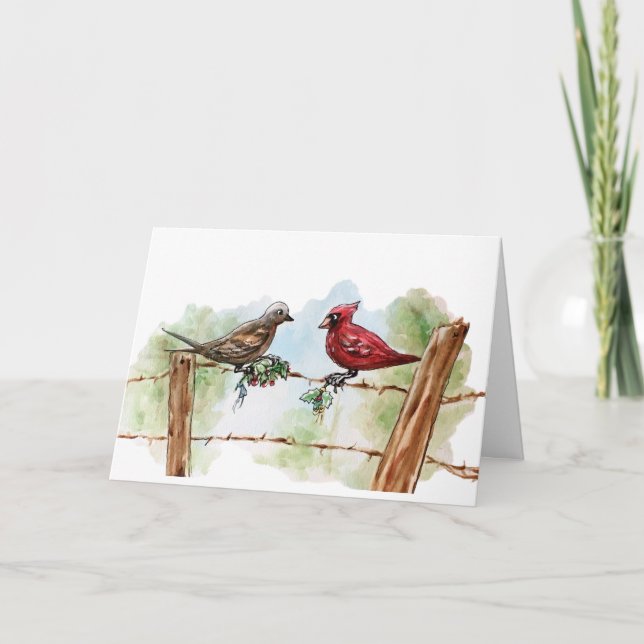Tarjeta Navidades cardenales de Texas (Anverso)