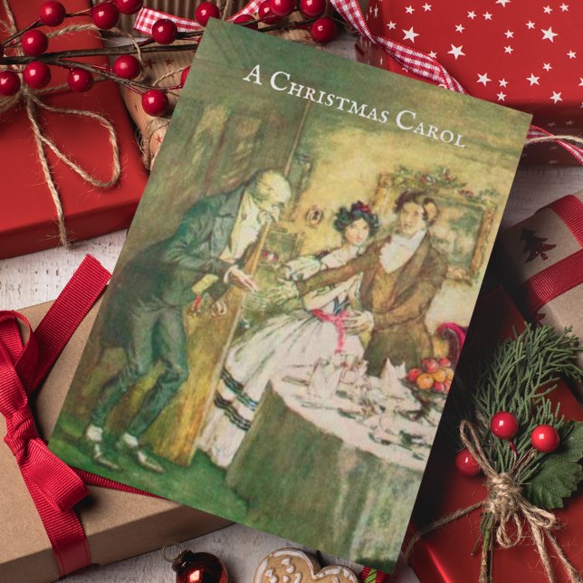 Tarjeta Navidades Carol Dickens Scrooge Navidades (This vintage "A Christmas Carol" invitation shows Scrooge arriving at his nephew's house.)