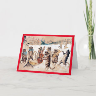 Tarjeta Navidades Carol Singing, Louis Wain Card