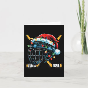 Tarjeta Navidades Casco de Hockey Hielo Santa Xmas Niños U