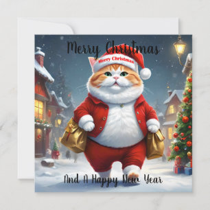 Tarjeta Navidades Cat Santa,