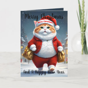 Tarjeta Navidades Cat Santa,