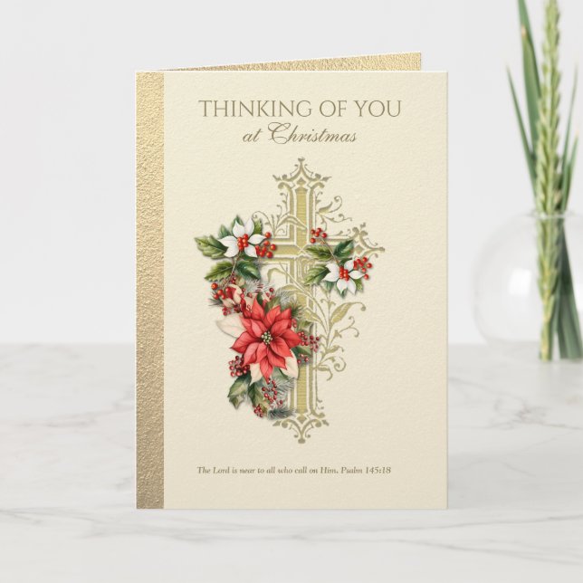 Tarjeta Navidades católicos Compasión Condolencia Poinsett (Anverso)