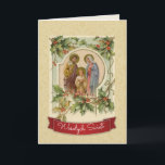 Tarjeta Navidades católicos tradicionales vintage en polac<br><div class="desc">Hermosa imagen vintage tradicional de la Sagrada Familia,  Jesús,  María y San José con decoración floral Navidad. El texto "Wesołych Świąt" en polaco significa "Feliz Navidad". Se pueden modificar todo el texto y las fuentes.</div>