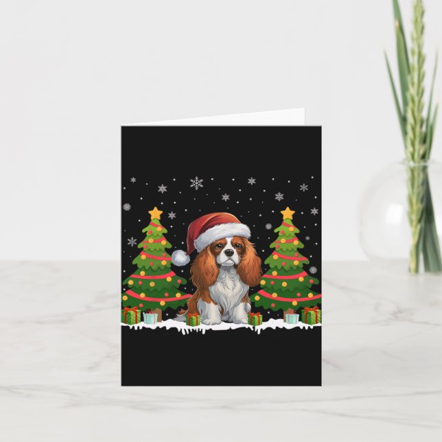 Tarjeta Navidades Cavalier King Charles Spaniel Dog Santa (Anverso)