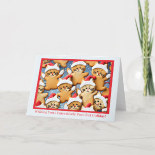 Tarjeta Navidades celebran galletas con gatos de pan de je