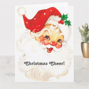 Tarjeta Navidades Cheer Vintage Santa Claus Face
