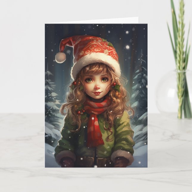 Tarjeta Navidades Chica Elf (Anverso)