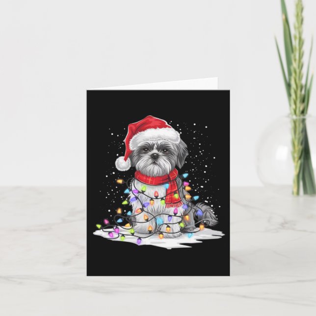 Tarjeta Navidades chiitas de árboles de perros tuzu ilumin (Anverso)