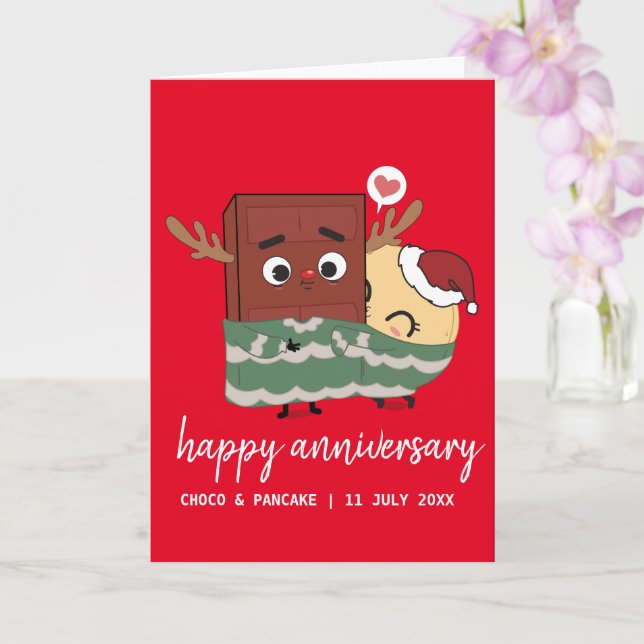 Tarjeta Navidades Choco Pancake Feliz aniversario Boda (Orquídea)