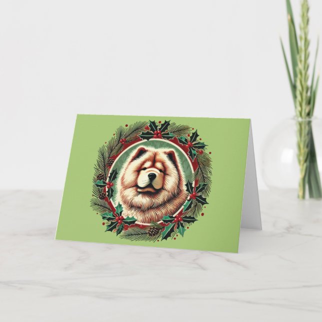 Tarjeta Navidades Chow Chow mascan perro (Anverso)