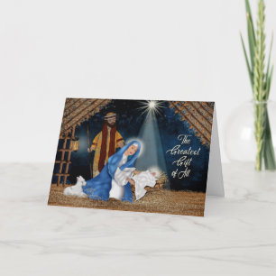Tarjeta Navidades, Christian, Manger Scene, Mary, Joseph